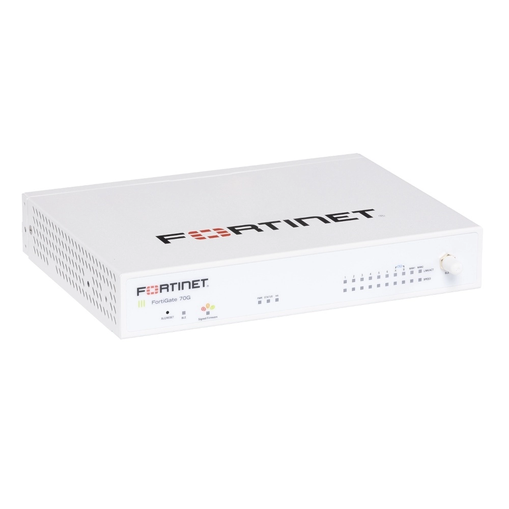 FortiGate-70G 10 x GE RJ45 ports (including 7 xInternal Ports, 2 x WAN Ports, 1 x DMZ Port).