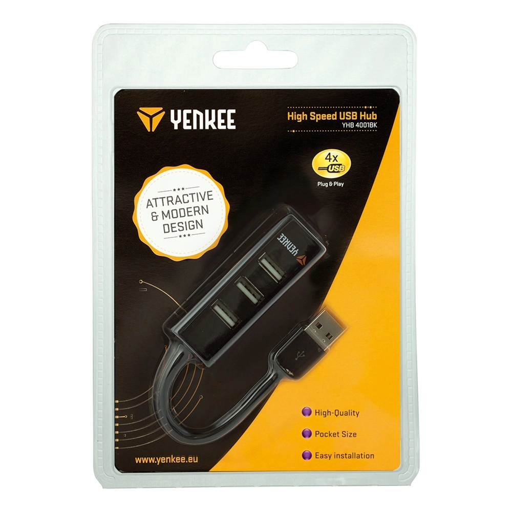 YHB 4001BK 4port USB 2.0 Hub crni