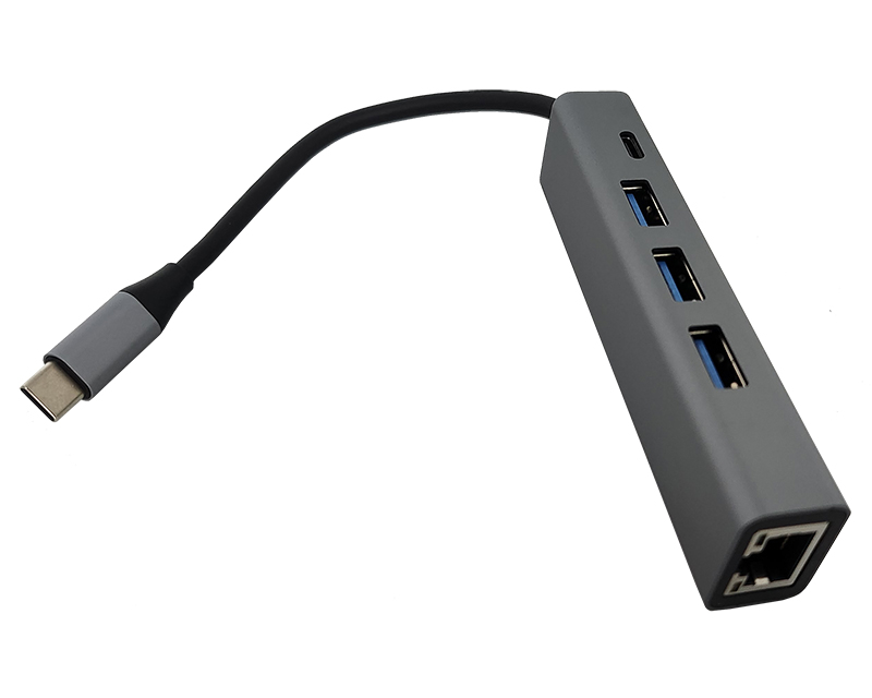 Adapter-konvertor TIP C na 3xUSB 3.0+TIP C+RJ45