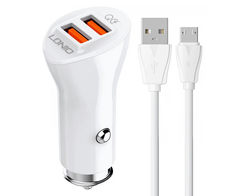C511Q Micro Dual QC 3.0 Auto punjač beli