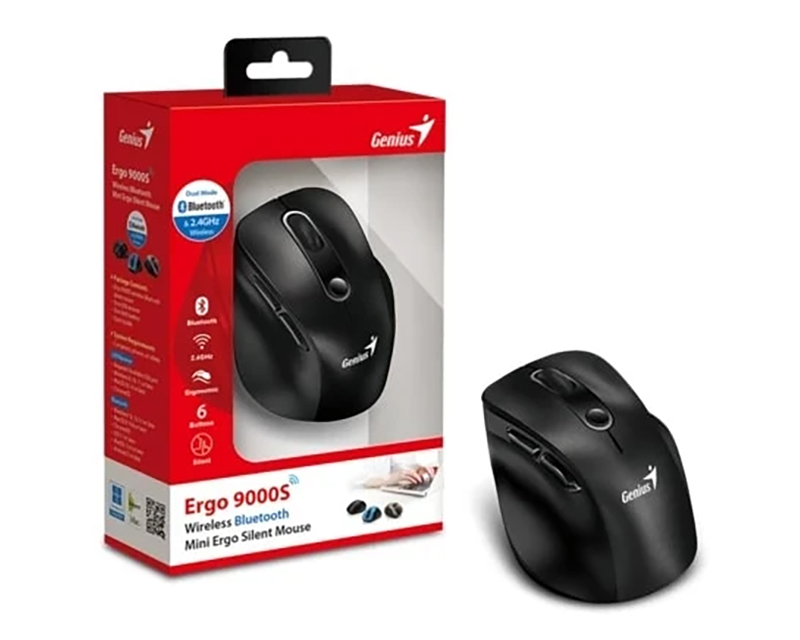 Ergo 9000S Black USB Bežični crni miš