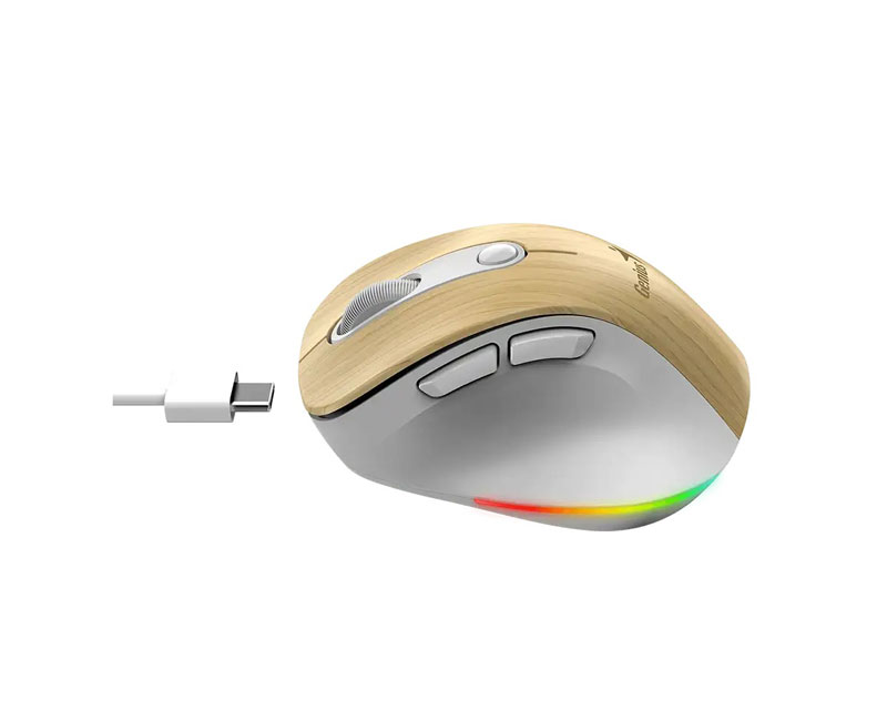 Ergo 9000S Pro Pearl White USB Bežični Pine Wood miš