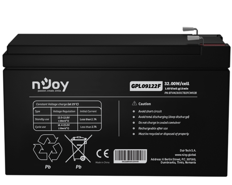 GPL09122F baterija za UPS 12V 9Ah (BTVACIUOCTB2FCW02B)