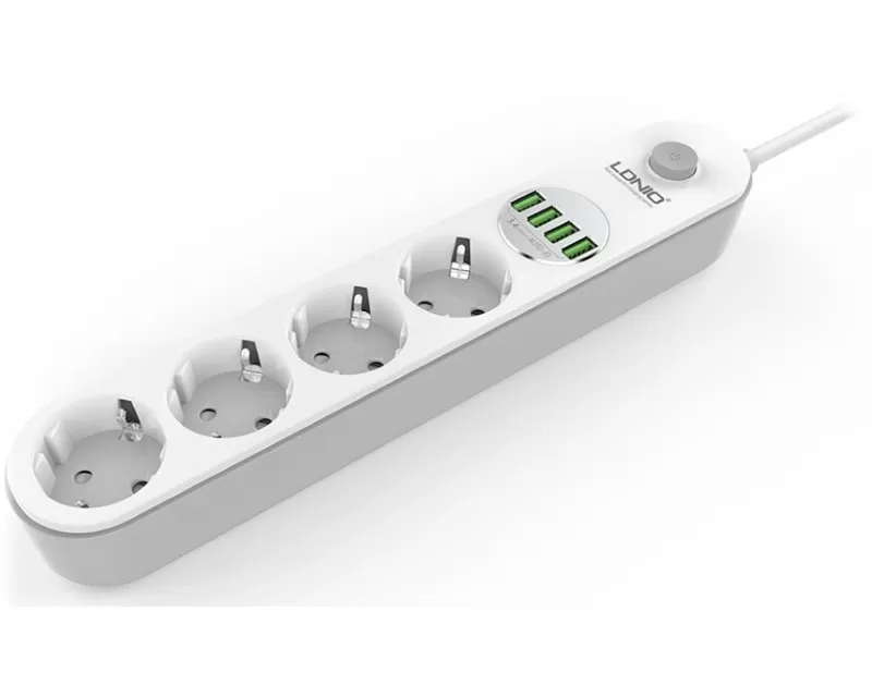 Kabl naponski produžni 4 x šuko + 4 x USB 2m beli SE4432
