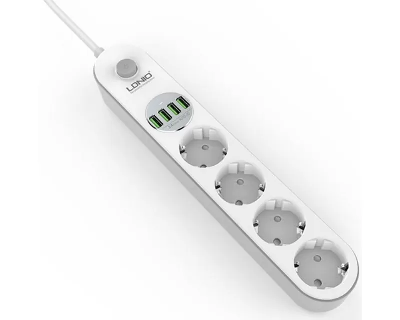 Kabl naponski produžni 4 x šuko + 4 x USB 2m beli SE4432