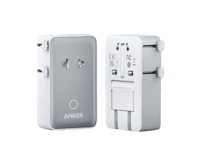Nano 20W putni zidni punjač 5-portova (2x USB-A, 2x USB-C, utičnica EU na US, UK, AU i EU), beli