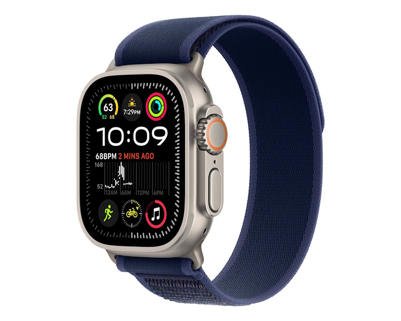Watch Ultra2 v2 Cellular 49mm Natural Titanium Case with Blue Trail Loop - M/L (mx4l3se/a)