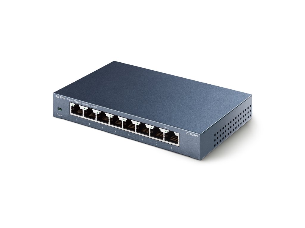 TP-LINK TL-SG108 8-Port Gigabit 10/100/1000Mbps Desktop Switch, Durable Metal Casing