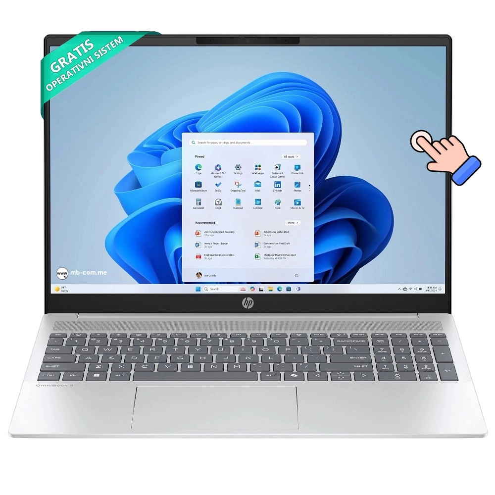 HP OmniBook 5 Flip 2-in-1 Core7 150U/1TB/24GB/Integrated/14" 2K Touch IPS/NoOS/Glacier Silver/US